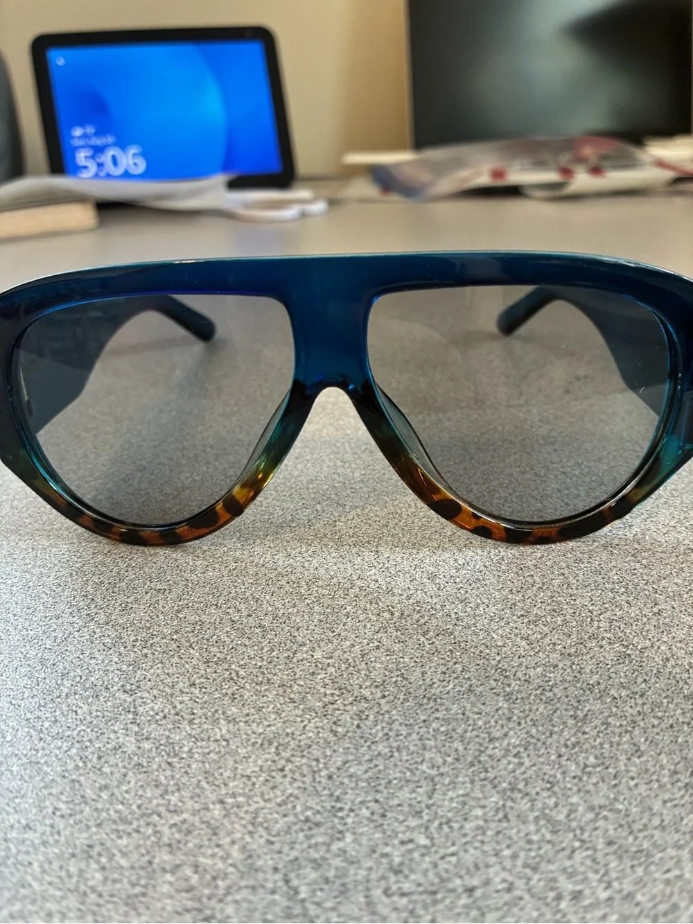 Blue Gradient Men's Sunglasses with Tortoiseshell Accent